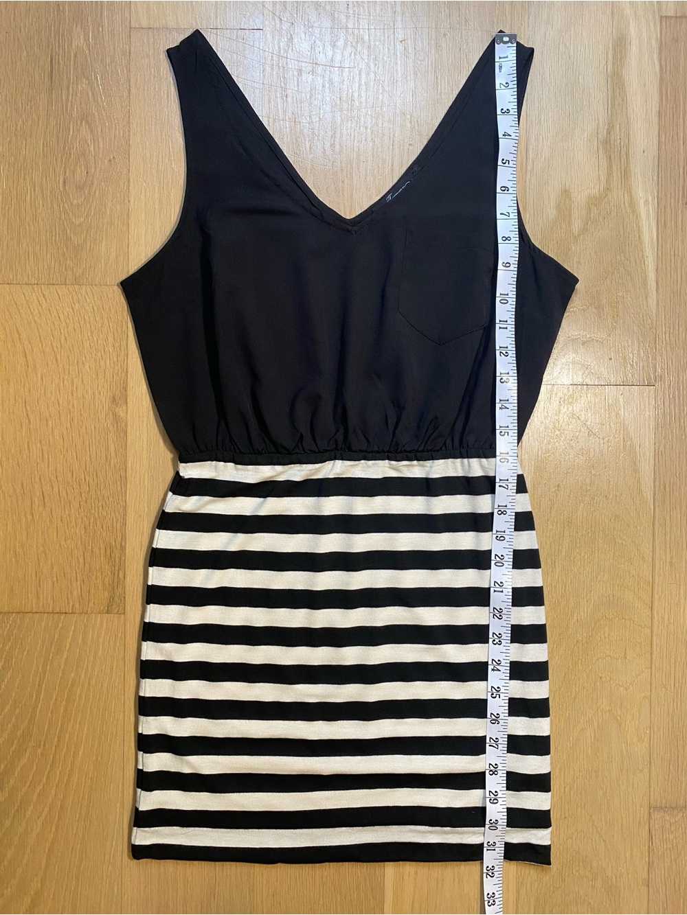 Forever 21 Casual Chic Nautical Striped Black Cream Sleeveless Mini Dress Medium - Picture 11 of 12